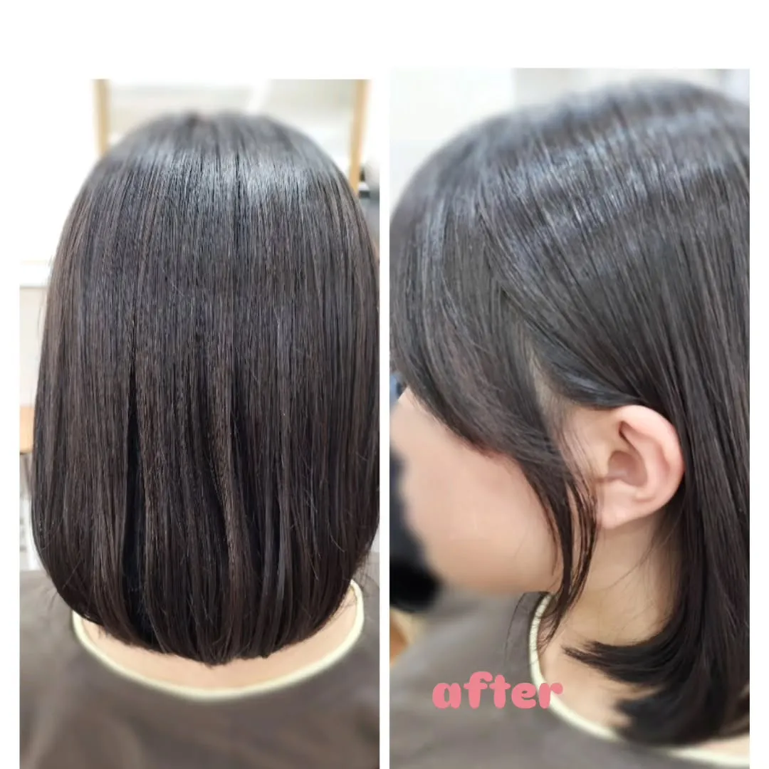 伸ばしていくので全体揃えて顔周りは耳にかけてもまとめても良い...