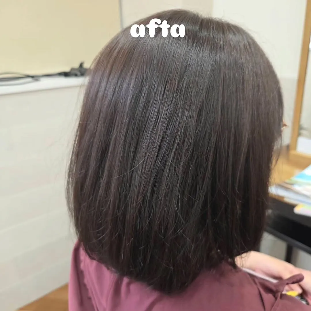 久々カラーのお客様グレージュで透け感あるお色に♪